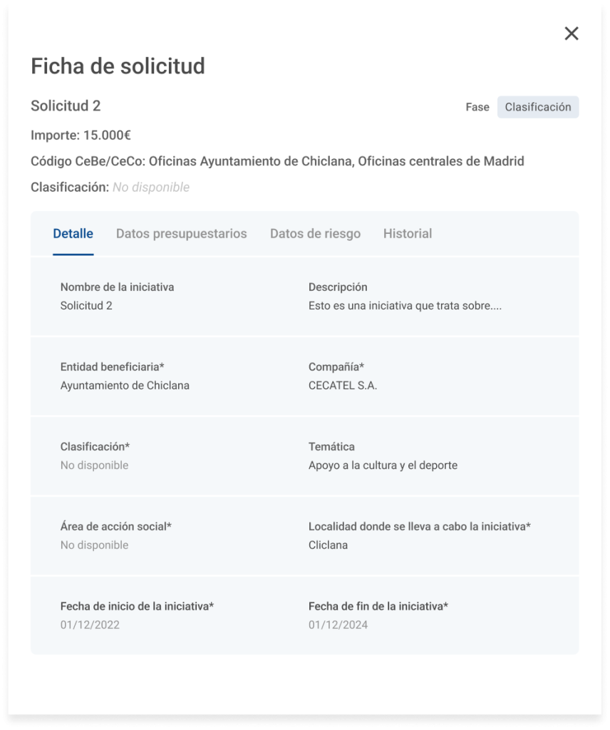 Ficha de solicitud (Detalle)